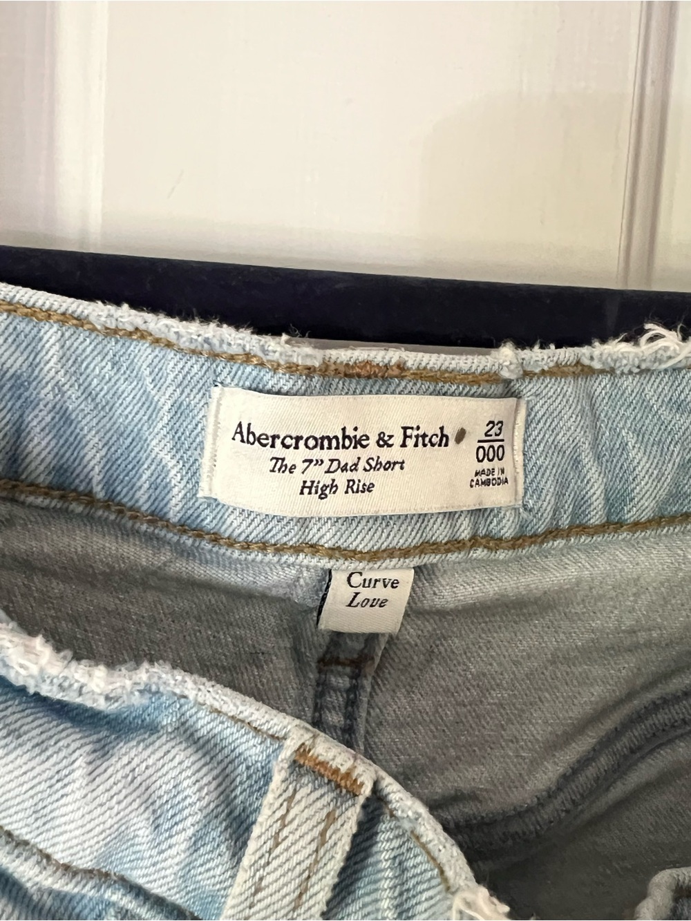 Abercrombie & Fitch Faded Blue High-Rise Cutoff Denim Shorts - Picture 3 of 3
